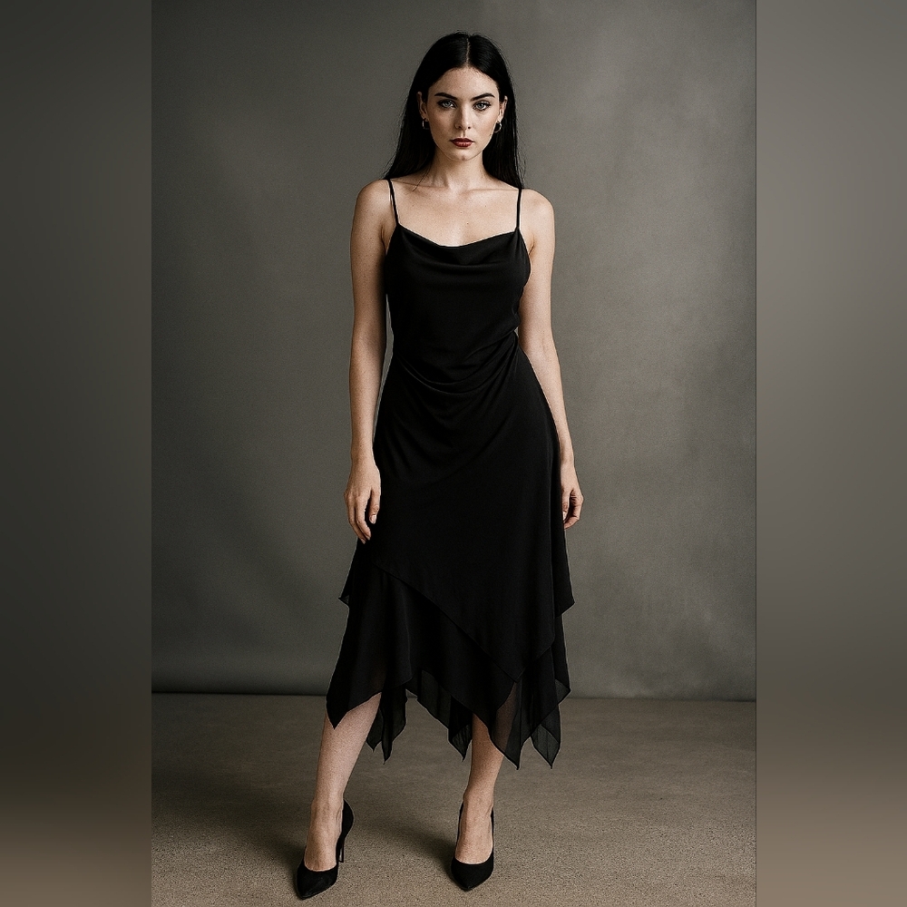 City Triangles Asymmetrical Hem Spaghetti Strap Cocktail Dress-Sz M/8 Whimsigoth